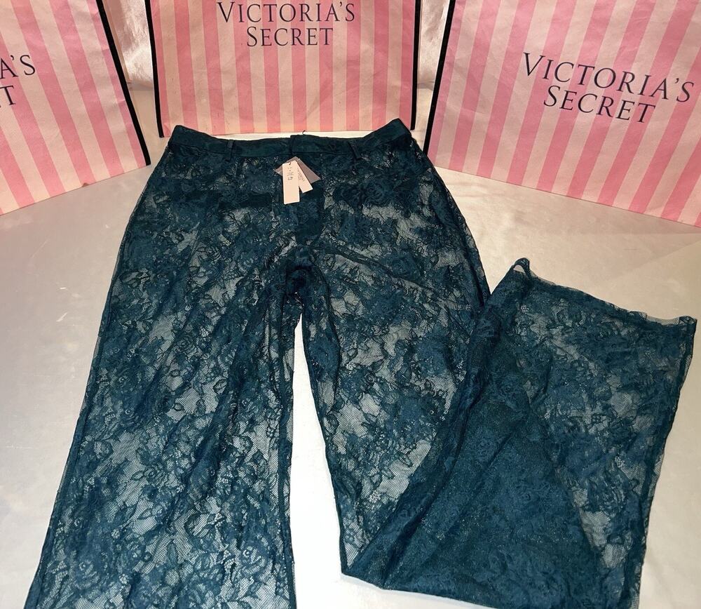 Victorias Secret Archives Rose Lace Pants Emerald Green XXL $139